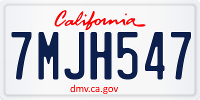 CA license plate 7MJH547