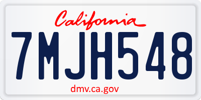 CA license plate 7MJH548