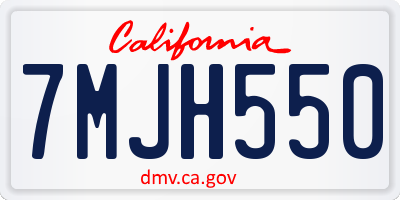 CA license plate 7MJH550
