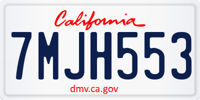 CA license plate 7MJH553