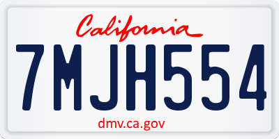 CA license plate 7MJH554