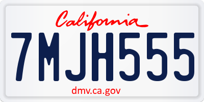 CA license plate 7MJH555