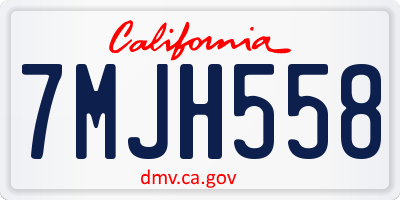 CA license plate 7MJH558