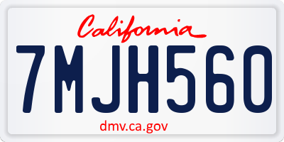 CA license plate 7MJH560