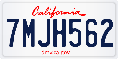 CA license plate 7MJH562