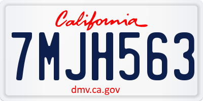 CA license plate 7MJH563