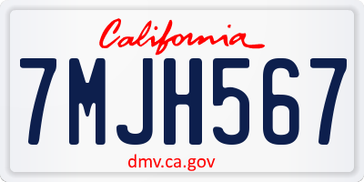 CA license plate 7MJH567