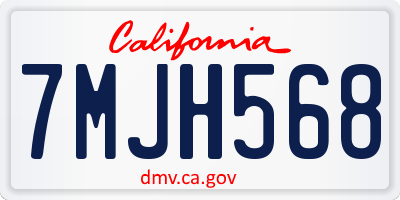 CA license plate 7MJH568