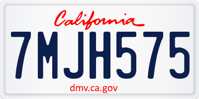 CA license plate 7MJH575