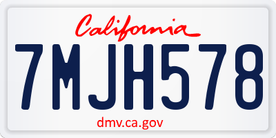 CA license plate 7MJH578