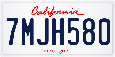 CA license plate 7MJH580