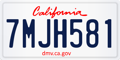 CA license plate 7MJH581