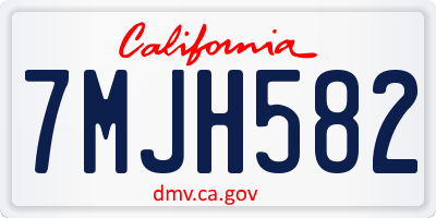 CA license plate 7MJH582