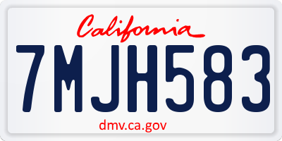 CA license plate 7MJH583