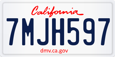 CA license plate 7MJH597