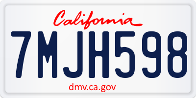 CA license plate 7MJH598