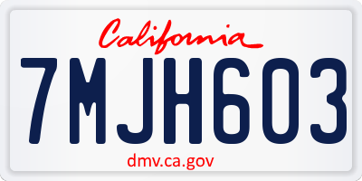 CA license plate 7MJH603