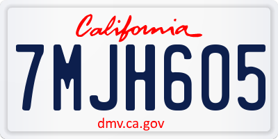 CA license plate 7MJH605