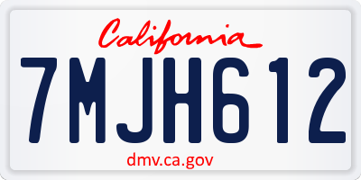 CA license plate 7MJH612