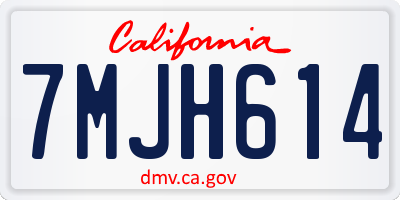 CA license plate 7MJH614