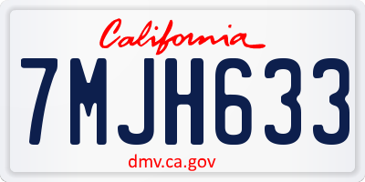 CA license plate 7MJH633