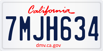 CA license plate 7MJH634