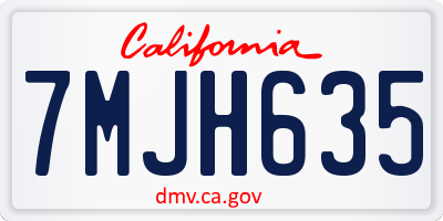 CA license plate 7MJH635