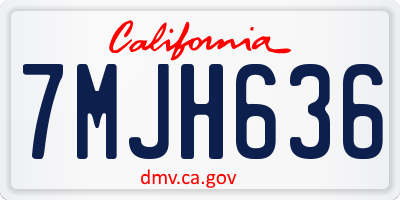 CA license plate 7MJH636
