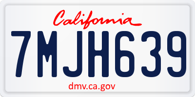 CA license plate 7MJH639