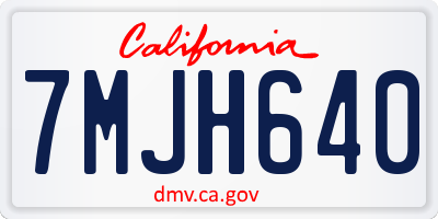 CA license plate 7MJH640