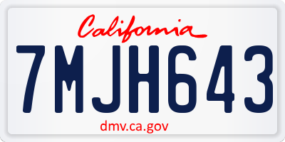 CA license plate 7MJH643