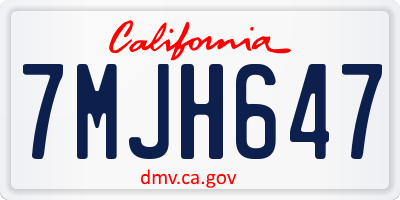 CA license plate 7MJH647