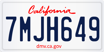 CA license plate 7MJH649