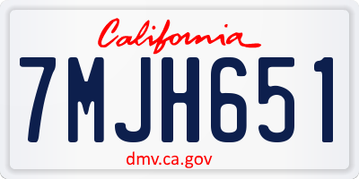 CA license plate 7MJH651