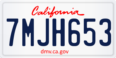 CA license plate 7MJH653