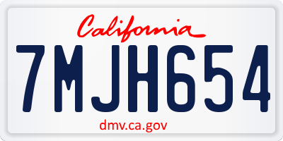 CA license plate 7MJH654