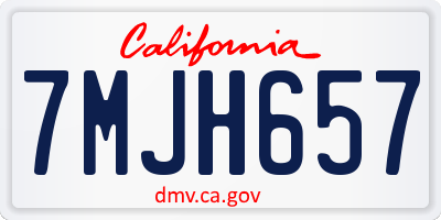CA license plate 7MJH657