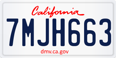 CA license plate 7MJH663