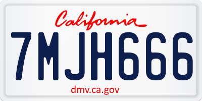 CA license plate 7MJH666