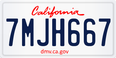 CA license plate 7MJH667