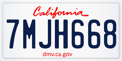 CA license plate 7MJH668