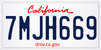 CA license plate 7MJH669