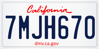 CA license plate 7MJH670