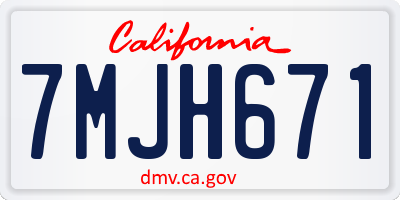 CA license plate 7MJH671
