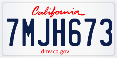 CA license plate 7MJH673