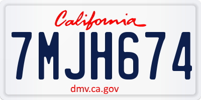 CA license plate 7MJH674