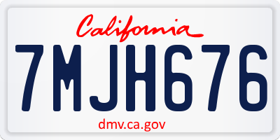 CA license plate 7MJH676