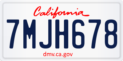 CA license plate 7MJH678