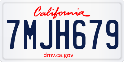 CA license plate 7MJH679