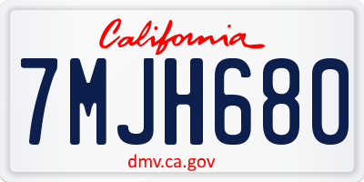 CA license plate 7MJH680